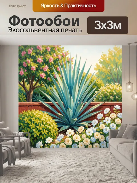 Фотообои Агава в цветущем саду