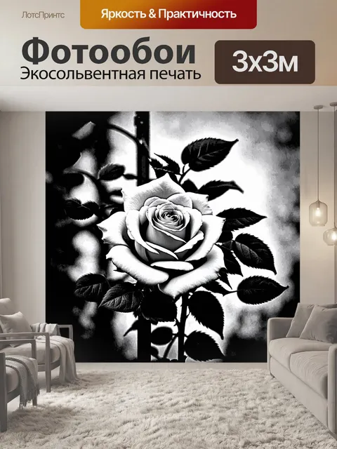 Фотообои розы в стиле гранж: черно-белые фотографии роз с эффектом размытия, стилизованные под уличные вывески