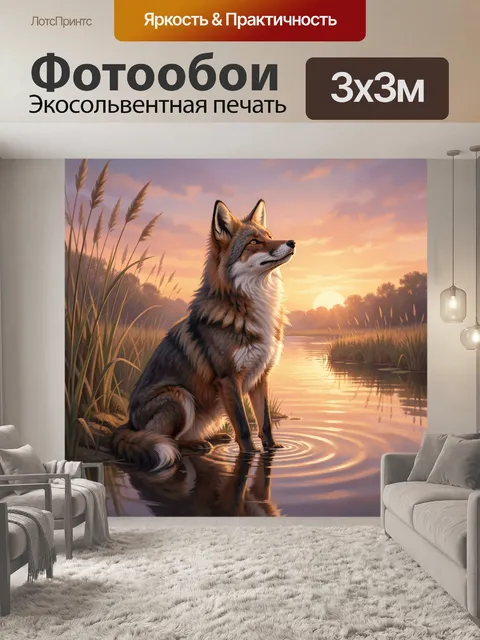 Фотообои Лиса у тихого озера