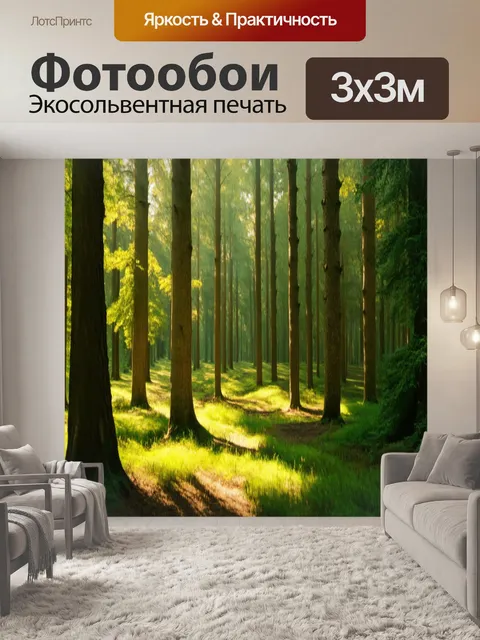 Фотообои лес с элегантным движением света и теней