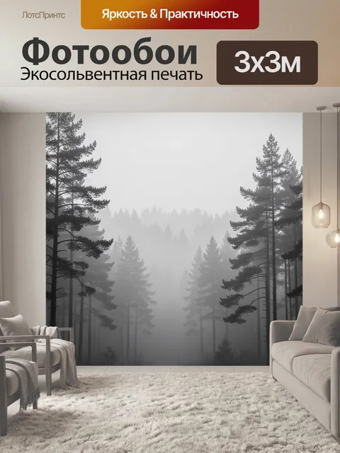Фотообои Туманный хвойный лес