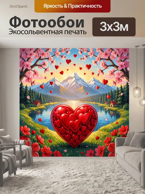 Фотообои Сердце у горного озера