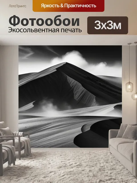 Фотообои пейзаж с пылью чернобелый