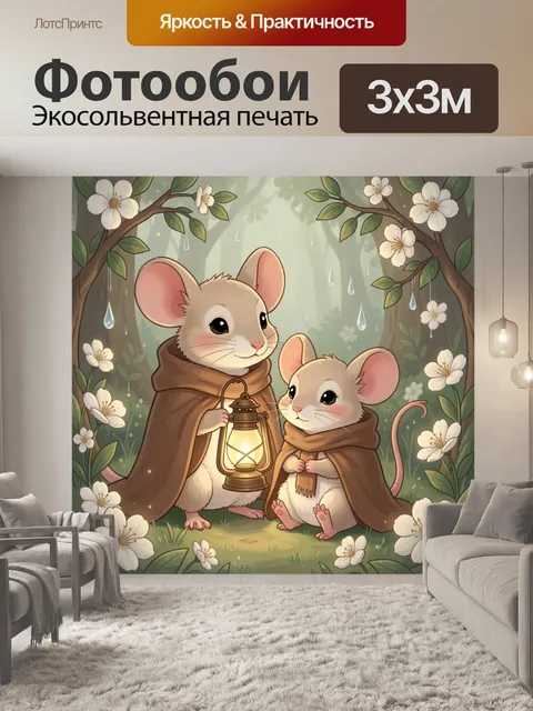 Фотообои Две мышки с фонарем