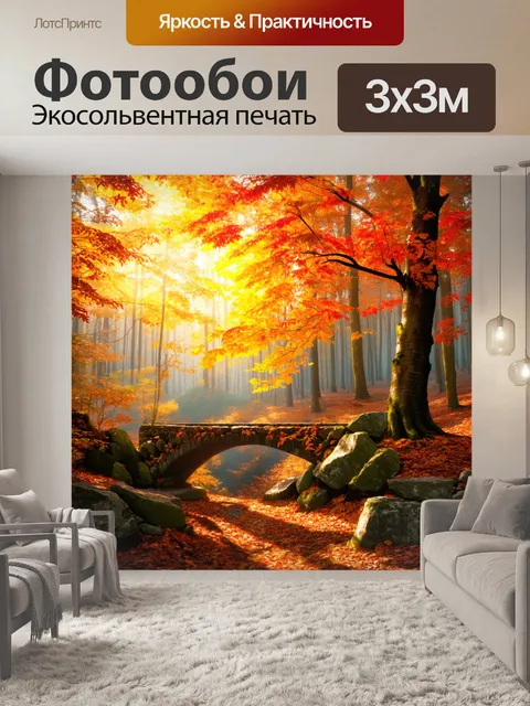 Фотообои рудные горы в осеннем лесу, где листья плавно падают, создавая ширму из ярких цветов