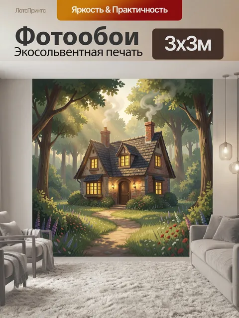Фотообои Уютный дом в лесной чаще