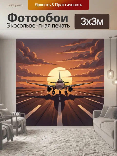 Фотообои Самолёт в небе на закате