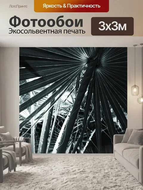 Фотообои Черно-белые листья растений
