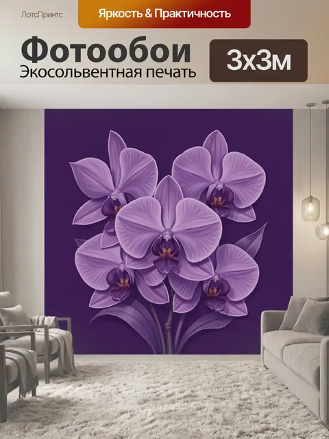 Фотообои Фиолетовые орхидеи на тёмном фоне