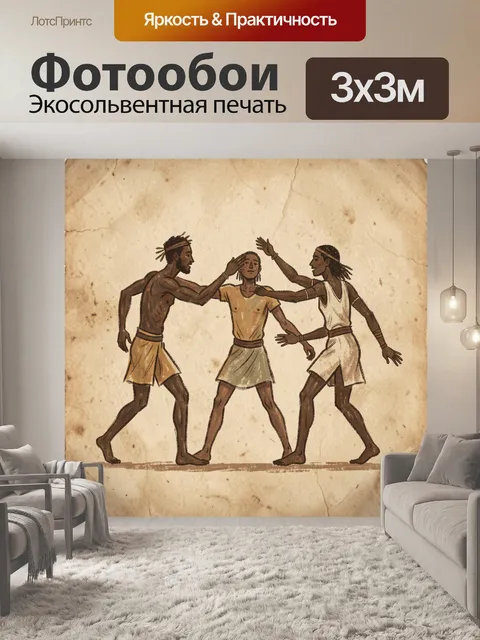Фотообои Этнические танцоры на состаренной бумаге