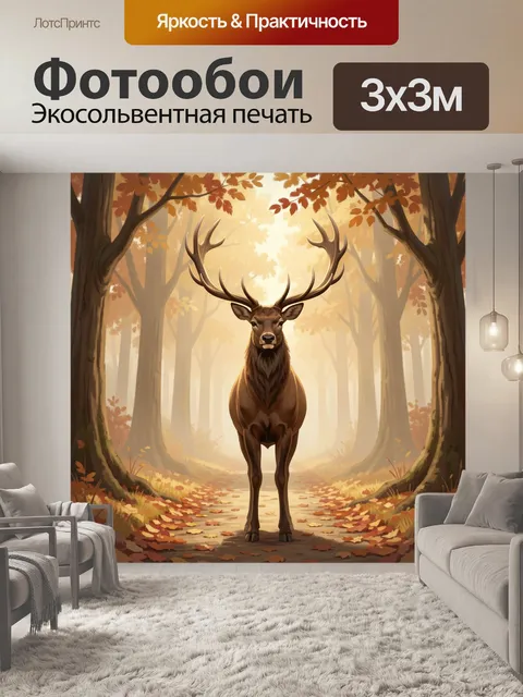 Фотообои Олень в осеннем лесу