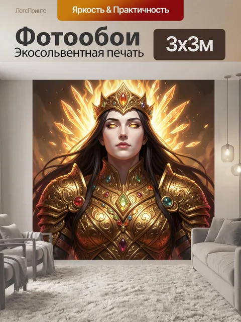 Фотообои Волшебная королева в золотых доспехах