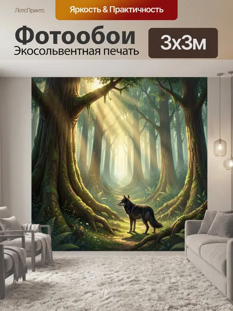 Фотообои Волк в сказочном лесу