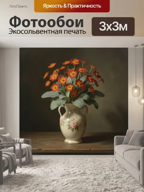 Фотообои Красные цветы в кувшине