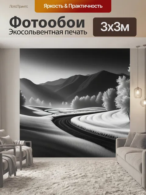 Фотообои пейзаж с рельефом чернобелый