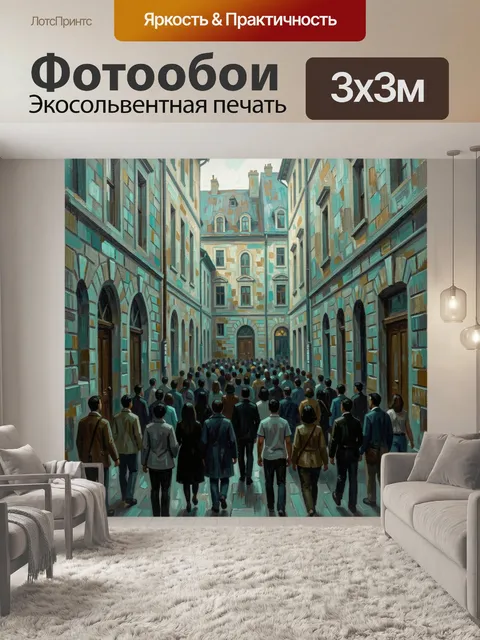 Фотообои Старинный переулок с людьми