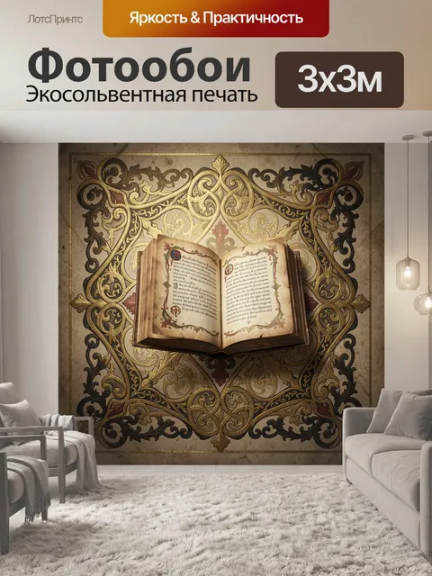 Фотообои Открытая древняя книга с орнаментом