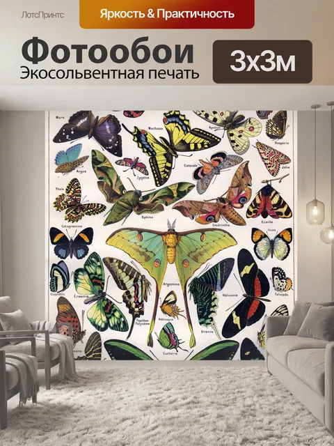 Фотообои Бабочки мотылек арт винтаж