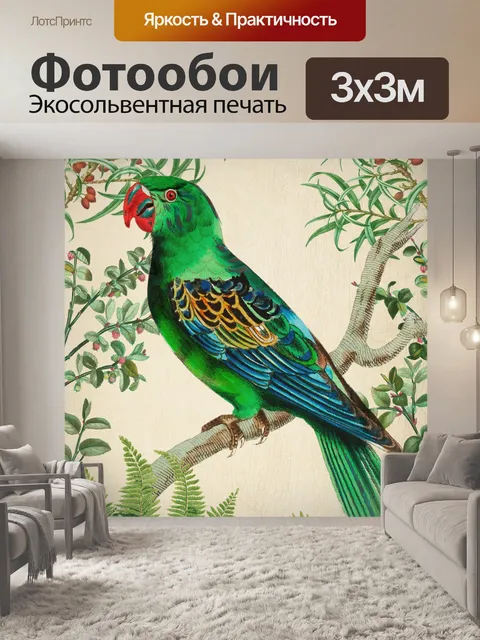 Фотообои Винтажное искусство тропическая птица
