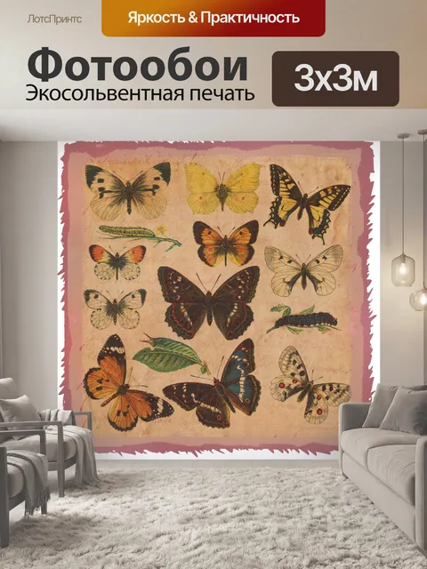 Фотообои Коллекция старинных бабочек