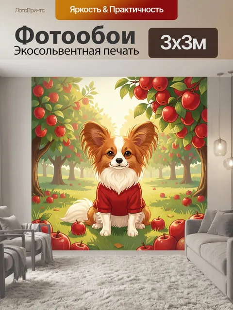 Фотообои Песик в фруктовом саду