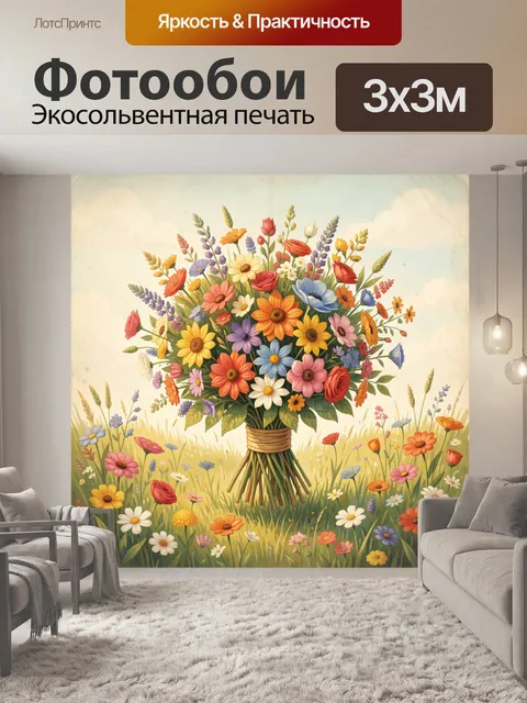 Фотообои Пышный букет полевых цветов