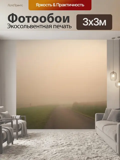 Фотообои бежевое утреннее небо в тумане, создающее волнующую атмосферу для ранней прогулки