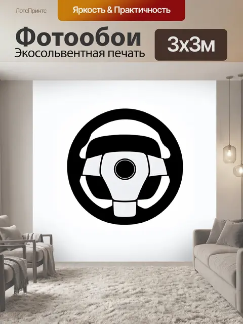 Фотообои минималистичное изображение спортивного руля в черно-белых тонах