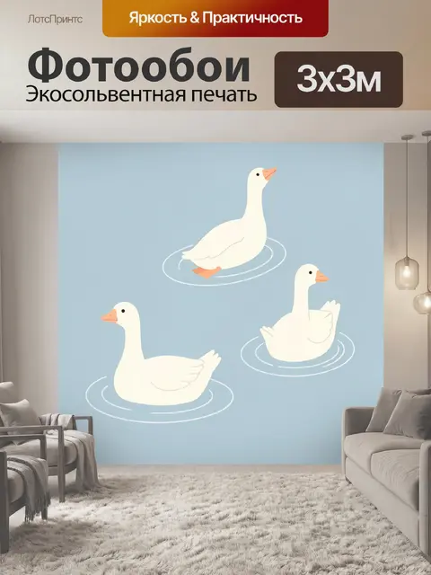 Фотообои Три белые утки на воде