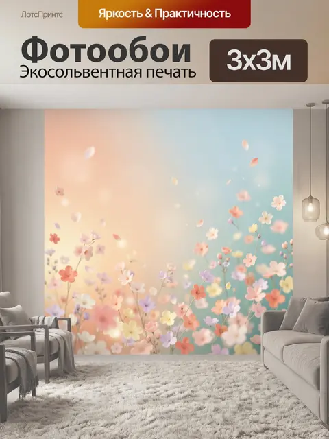 Фотообои Нежные цветы в пастельном свете