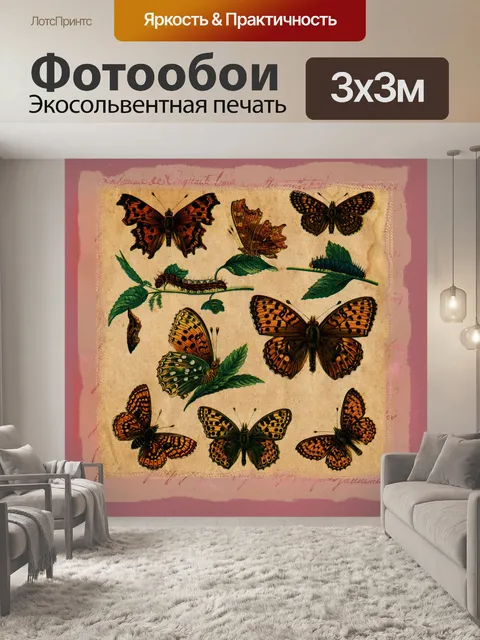 Фотообои старинные бабочки ассортимент