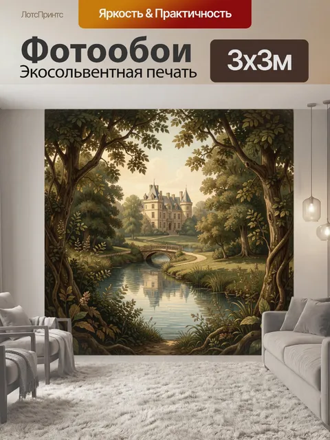 Фотообои Старинный замок у лесной реки