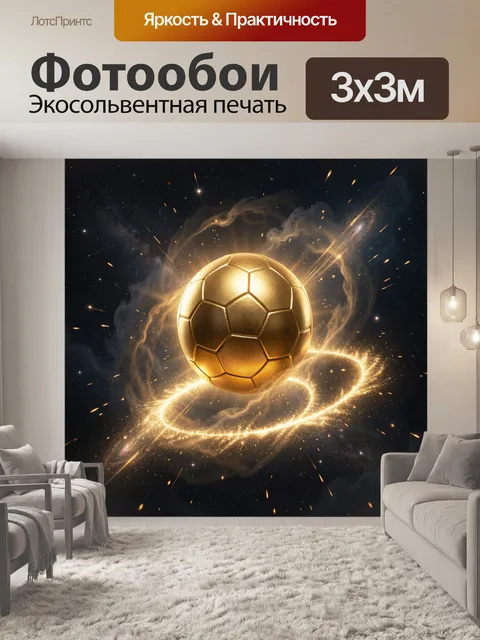 Фотообои Золотой мяч в космосе