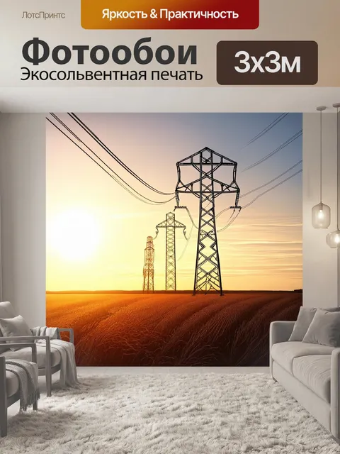 Фотообои изображение высоковольтной линии