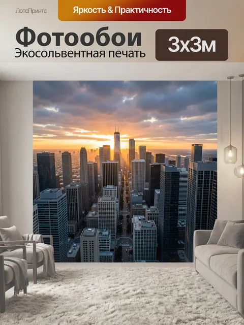 Фотообои Городские небоскрёбы на закате