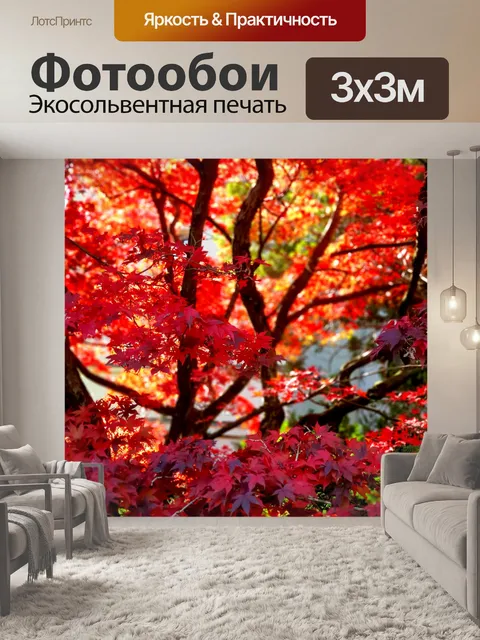 Фотообои Красное Осеннее дерево