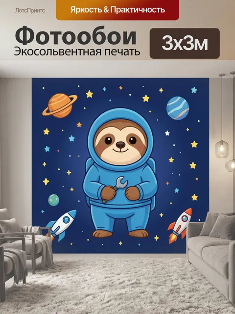 Фотообои Милый ленивец в космосе