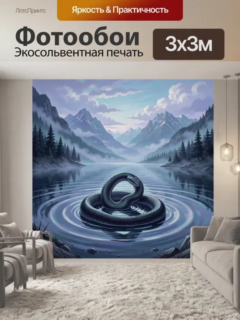 Фотообои Змея на озере среди гор