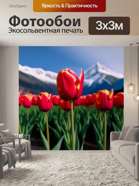 Фотообои тюльпан грация на фоне гор