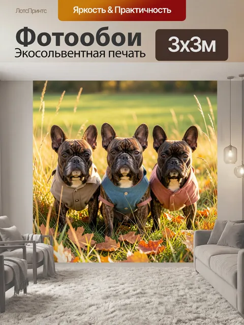 Фотообои Французские бульдоги на траве
