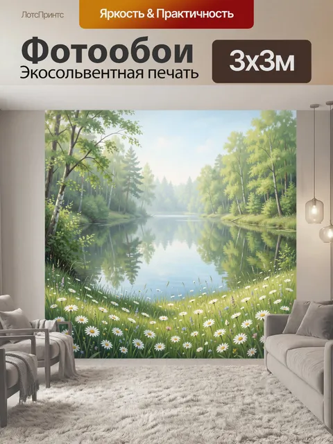 Фотообои Летний лесной берег озера