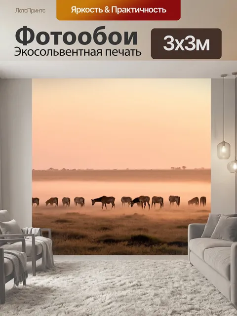 Фотообои рассвет над широкой равниной