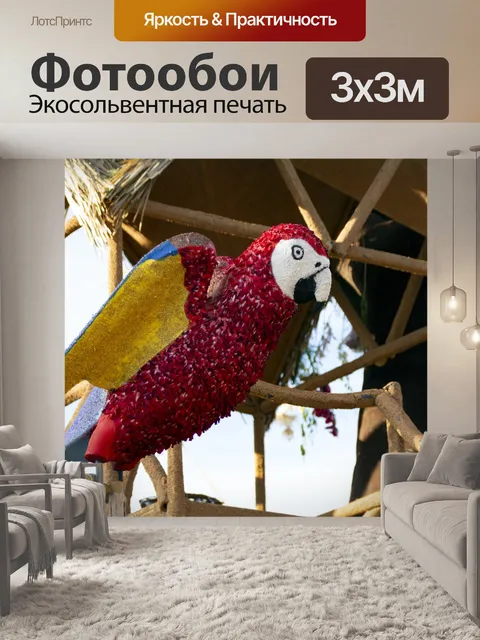 Фотообои Попугай лепесток розы