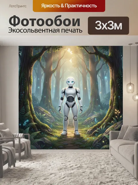 Фотообои Робот в волшебном лесу