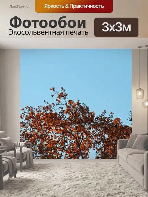 Фотообои золотые листья в конце дня