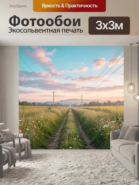 Фотообои Цветущая сельская тропинка