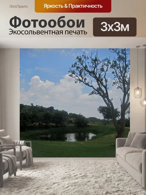Фотообои высокое дерево с плотиной и облаками