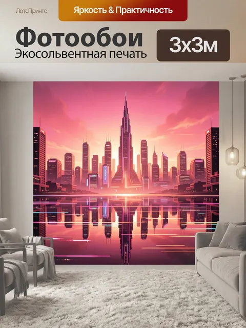 Фотообои Футуристический мегаполис на закате