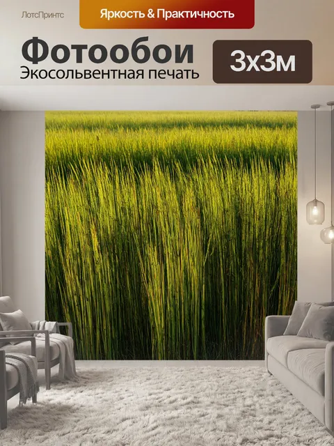 Фотообои поле резных трав с жесткими формами, образующими символические изображения