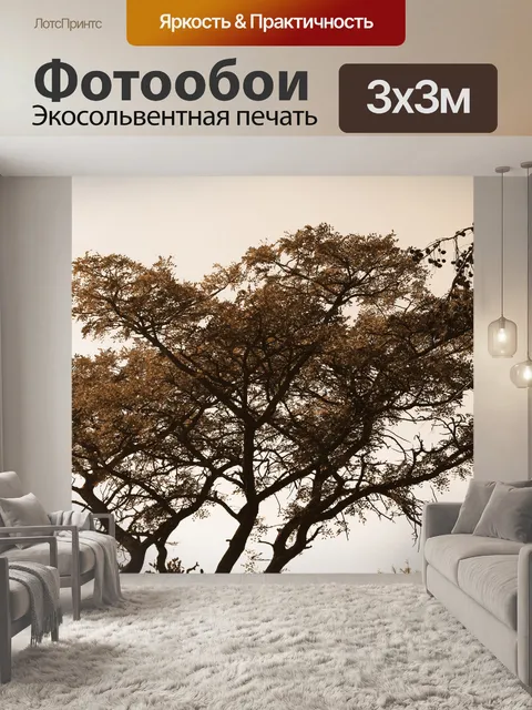 Фотообои большое дерево в сепии